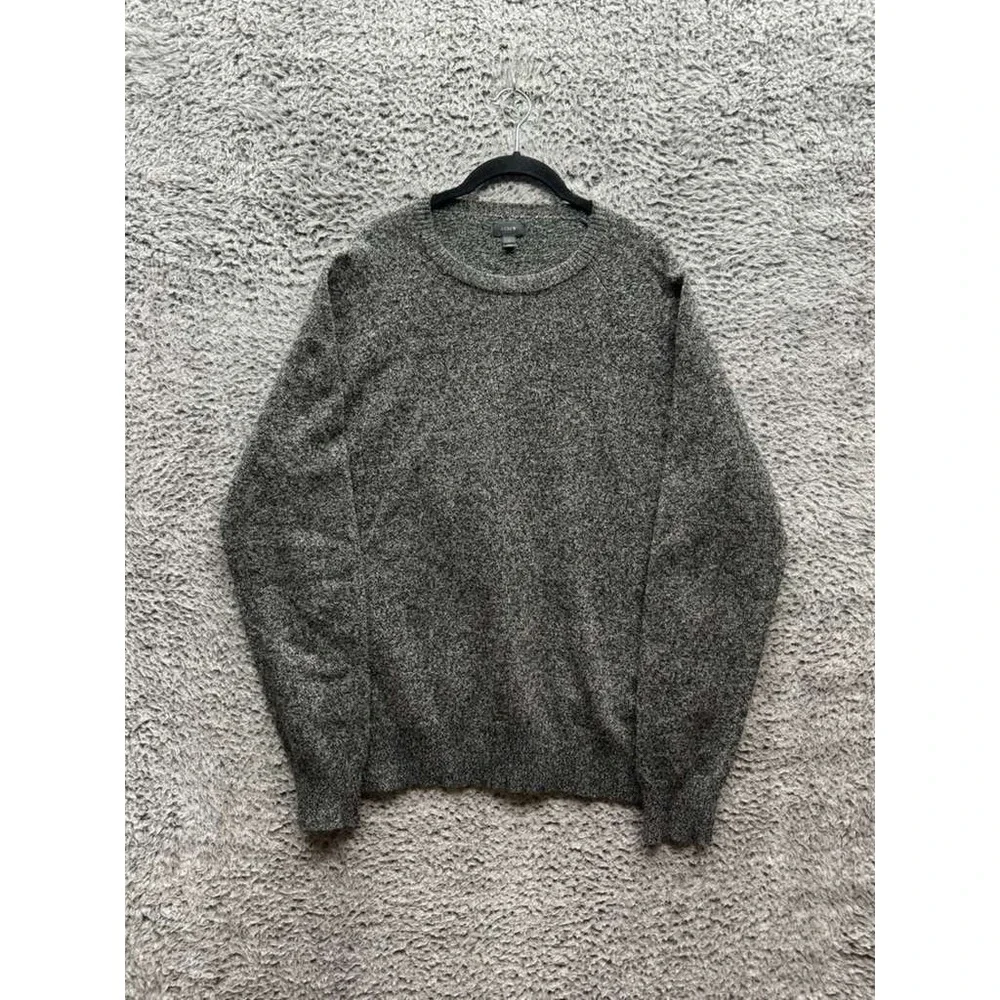 J. Crew 100% Lambswool Crewneck Pullover Sweater Marl Gray Mens Size L‎
